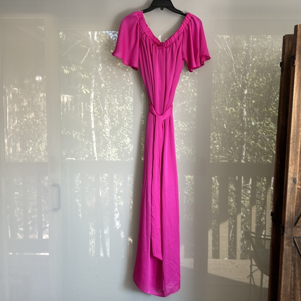 Trina Trina Turk's long pink dress.